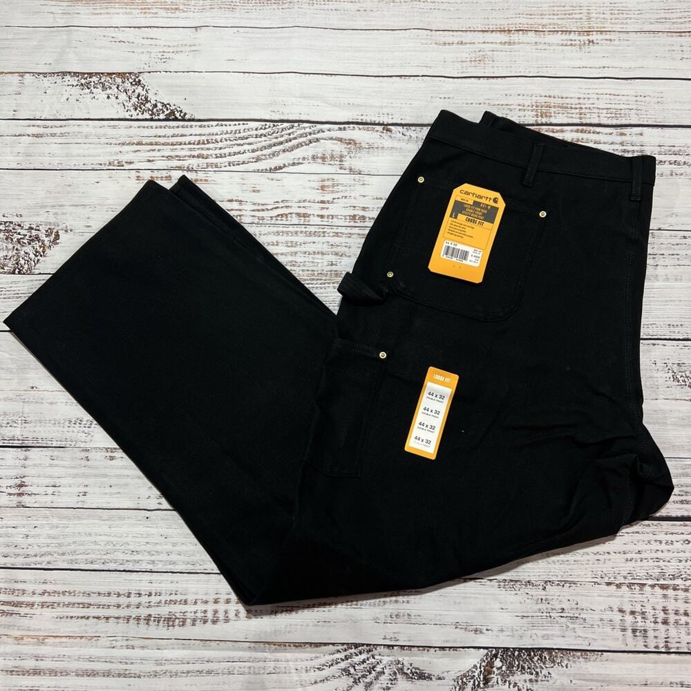 Carhartt Loose Fit 44 x 32 Firm Duck Double-Front Utility Work Pant B01-M BLK - Picture 1 of 13